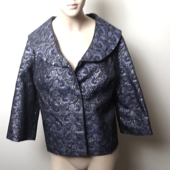 Vintage 90s Elementz Business Blazer Jacket – Medium, Blue with Silver Thread - Picture 3 of 6